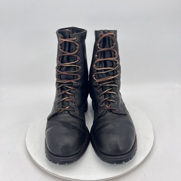 Santa Rosa Brand Men Size 7 Brown Leather Lace Up Steel Toe Vibram Sole Boot - Picture 3 of 15